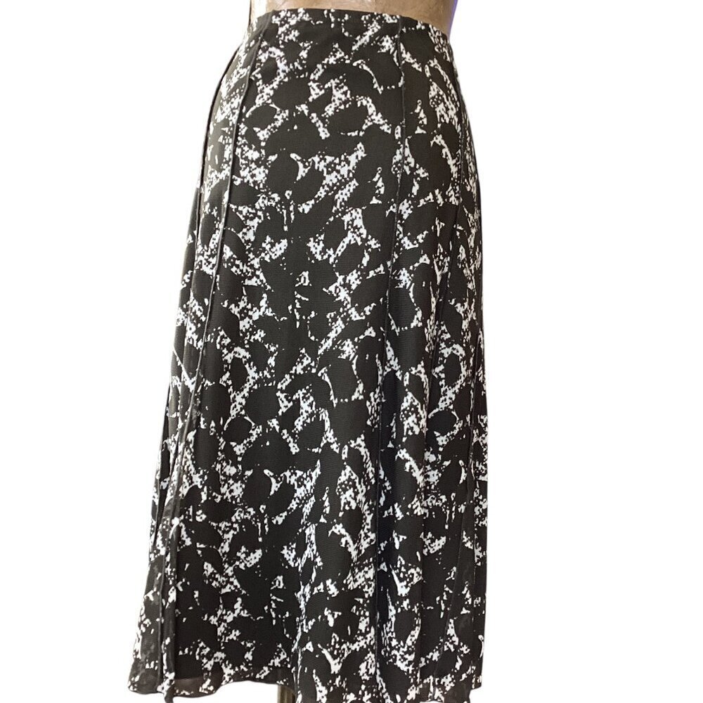 NWT Coldwater Creek Mesh Knit Skirt Plus Sz 1X/18 Brown Abstract Print #47P